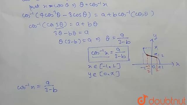 Let `cos^(-1)(4x^(3)-3x)=a+b cos^(-1)x` Q. If `x in [-(1)/(2), (1)/(2)]`, then `sin^(-1)( смотреть онлайн