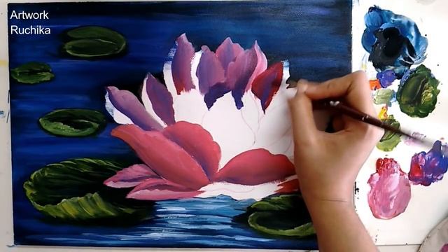 Water Lily Painting | Water Lily Drawing | Acrylic Painting Tutorial смотреть онлайн