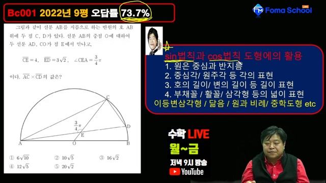 ⭐2022년 9월 평가원⭐ 삼각함수의 도형 응용 문제 오답률 73 7% смотреть онлайн