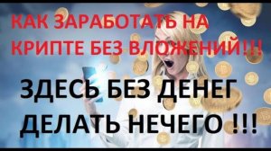 Заработок на криптовалюте без вложений, БЕЗ ДЕНЕГ здесь делать нечего