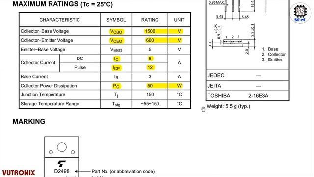 [SGeC] 2SD2498 NPN Power Transistor 1500V-6A-50W