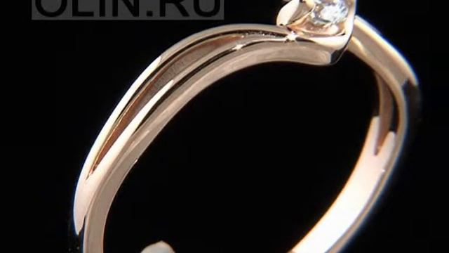 Колечко с фианитом из красного золота смотреть онлайн