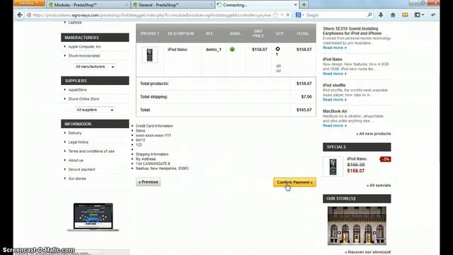 Prestashop First data global gateway GGe4 Module Demo смотреть онлайн