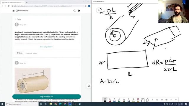 A resistor is constructed by shaping a material of resistivity into a hollow cylinder of length L a смотреть онлайн