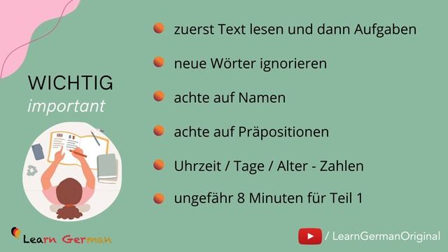 A1 Goethe Zertifikat | Prüfungsvorbereitung | Lesen Teil 1 | Reading Part 1 | Learn German смотреть онлайн