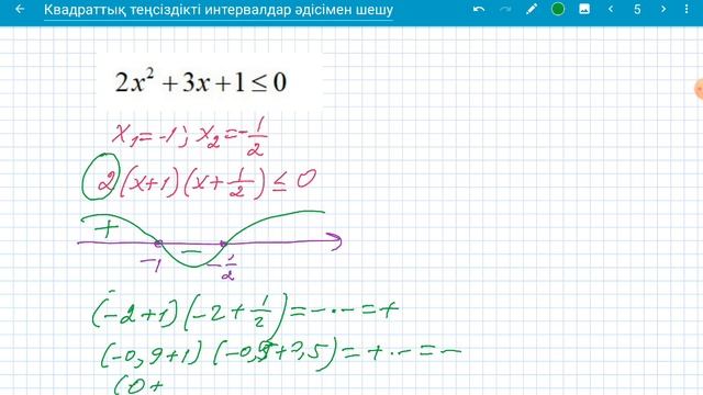 Квадраттық теңсіздікті интервалдар әдісімен шешу смотреть онлайн