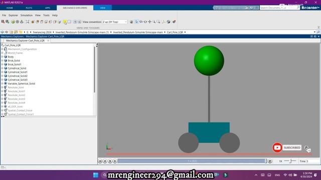 Inverted Cart Pendulum System Simulation with LQR Controller in Simscape смотреть онлайн