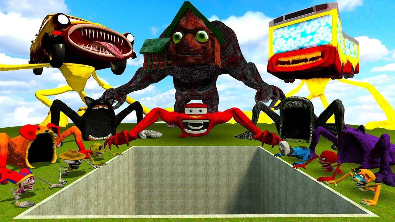 ГЛУБОКАЯ ЯМА ПРОТИВ ЖИВОЙ ДОМ БАБКИ МАШИНА АВТОБУС МАКВИН ПОЖИРАТЕЛЬ МОНСТРЫ В Eater Tapes Gmod