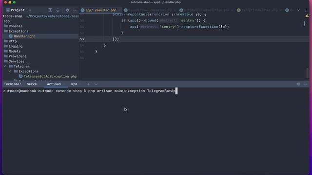 Exceptions в PHP. Урок с курса продвинутых методик Laravel от CutCode смотреть онлайн