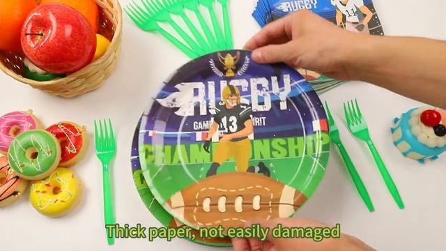 SCIONE 96 Pcs Rugby Paper Plates Disposable Dinnerware Sets смотреть онлайн