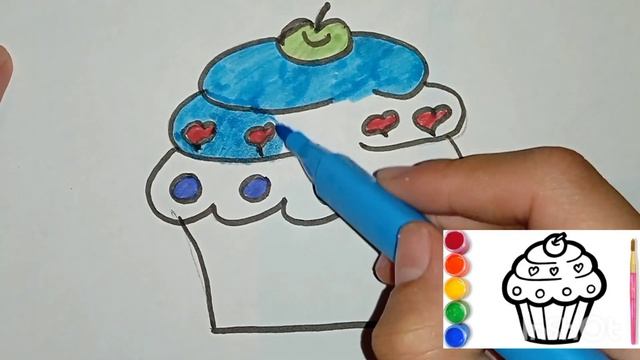 how to draw a cupcake?Как нарисовать кекс? Раскраски для детей смотреть онлайн