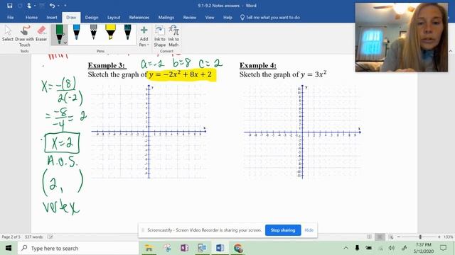 Graphing Quadratic Functions In Standard Form