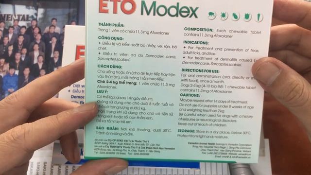 Vemedim ETO Modex Afoxolaner - Thuốc Diệt Ve Rận Bọ Chét, Viêm Da Demodex Sarcoptes Cho Chó