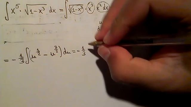 Integral of (x^5)*sqrt(1-x^3) (substitution) смотреть онлайн