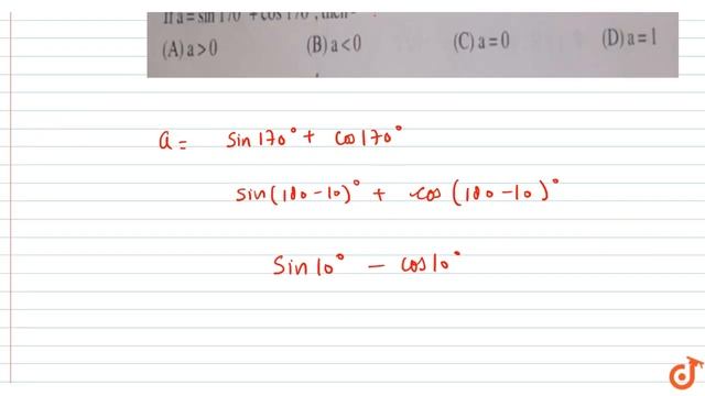 If A Sin 170°+ Cos 170°, Then
