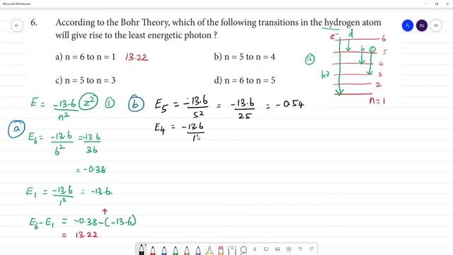 According to the Bohr Theory, which transitions in the H will give least energetic photon ? смотреть онлайн