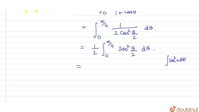 What Is `int_(0)^(pi/2) (d Theta)/(1+cos Theta)` Equal To ?