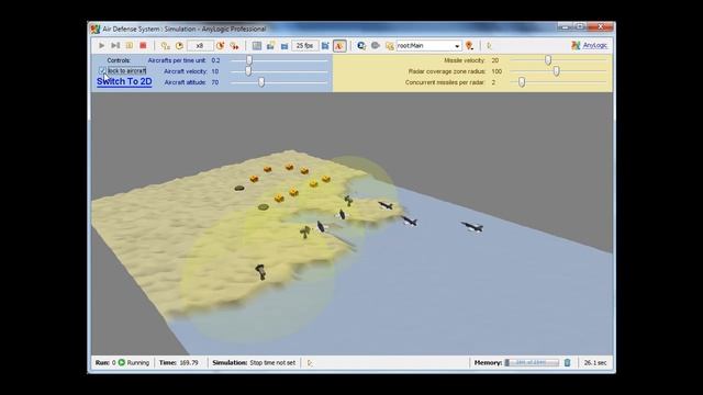 Simulation Software AnyLogic - Military Air Defence 3D Model смотреть онлайн