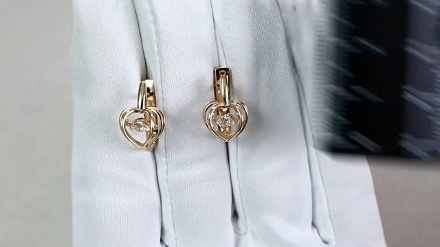 Золотые серьги ТД Эстет с танцующим фианитом 01С117964 смотреть онлайн