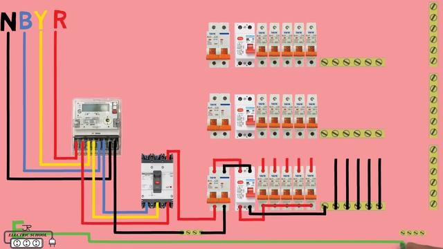 Схема подключения 3-фазной распределительной коробки DB box смотреть онлайн