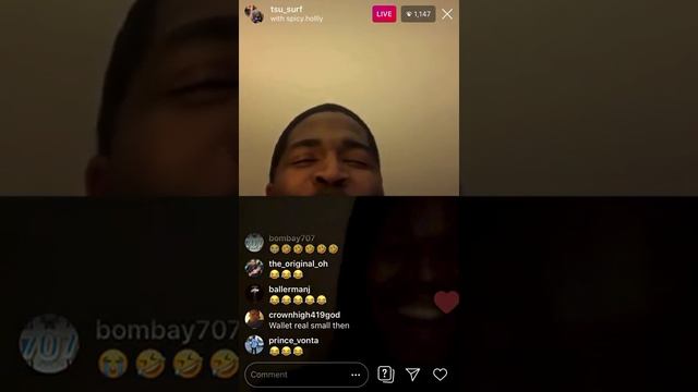 Tsu Surf battle fans on Instagram Live 😂😂 смотреть онлайн
