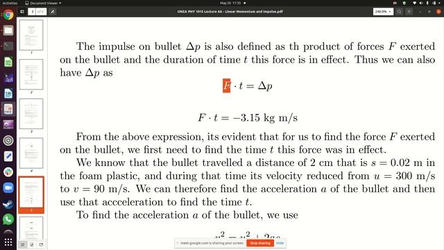 UNZA PHY 1015 Lecture 6A Group I Linear Momentum and Impulse 20 May 2021 смотреть онлайн