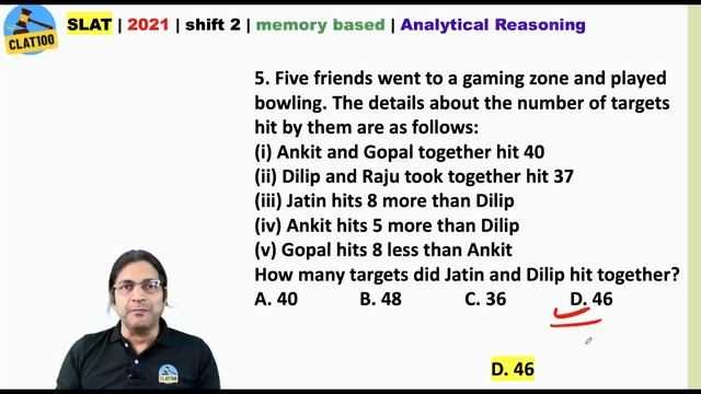 SLAT 2023: all 12 questions of Analytical Reasoning of 2021 (shift 2) смотреть онлайн