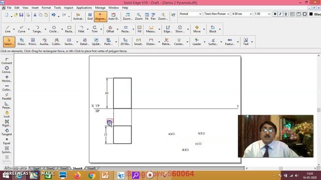 Projection of Solids -Demo -Problem 21(Notes)- Square Prism With Beta construction - Session 11 смотреть онлайн