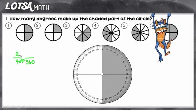 Math Lesson 146 - Degress In Fractional Parts Of A Circle - LOTSA MATH
