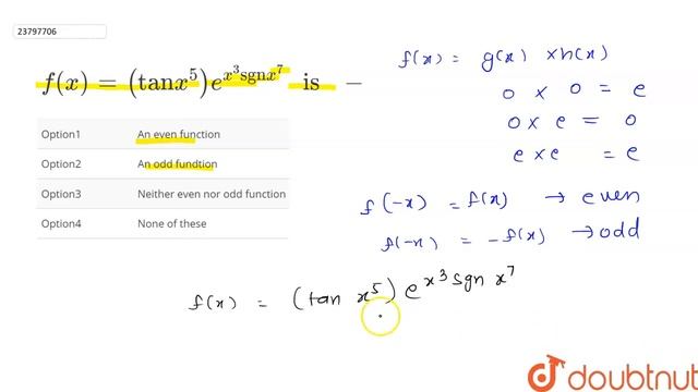 `f(x) = ("tan" x^(5))e^(x^(3)"sgn"x^(7)) " is " -` смотреть онлайн