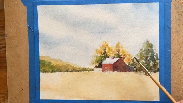 Watercolor Autumn Landscape Painting l Watercolor Barn Painting l 수채화 가을 풍경 смотреть онлайн
