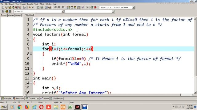C Program to Find Factors of a given Number Using function | Function to Find Factors of the Number смотреть онлайн