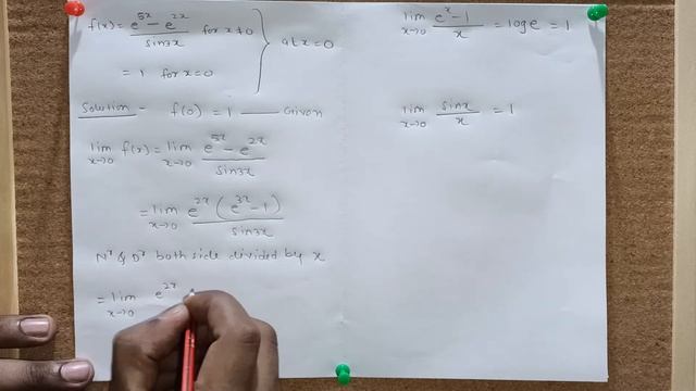 Examine Given function is continuous f(x)= e^5x-e^3x/sin3x at x=0 and f(0) = 1 at x=0 смотреть онлайн