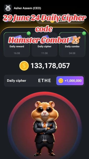Hamster Combat 🐹 Daily chiper code 29 June #hamstercombat #hamstercode #hamstercombo смотреть онлайн