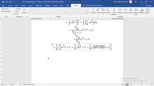 Teknik Pengintegralan 2: Integral Subtitusi