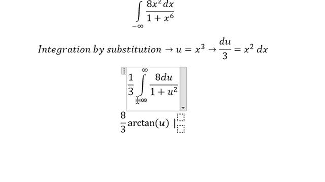 Calculus: Integral Of ∫(-∞) To ∞ (8x^2 Dx)/(1+x^6 )- Integration By Substitution - Improper Integra