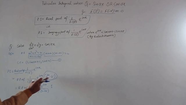 Differential Equations- Particular Integral when Q is the type of Sin ax OR Cos ax & F(-a^2)=0 смотреть онлайн
