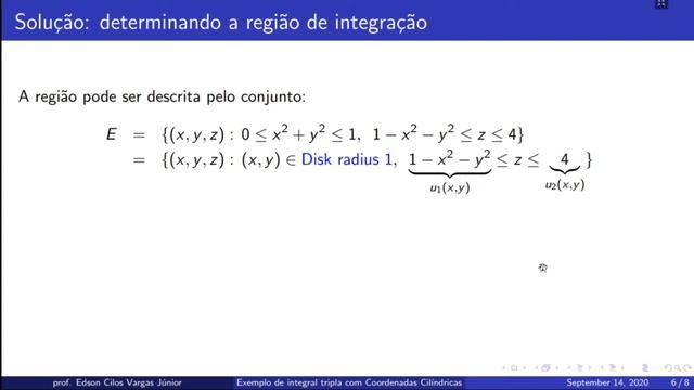 Integral Tripla | Coordenadas Cilíndricas | Exemplo 1