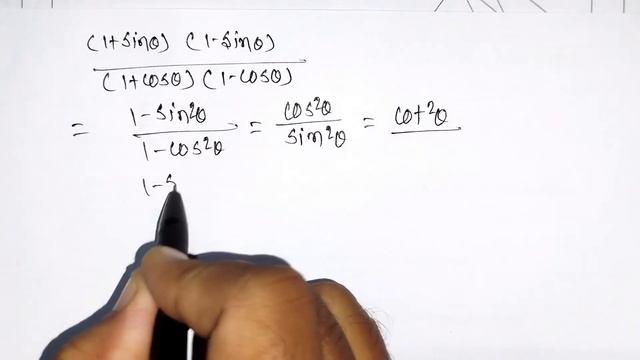 If Cot θ =7/8, Evaluate(1 + Sin θ) (1− Sin θ)/(1 + Cos θ) (1− Cos θ)