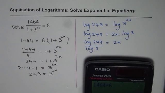 Solve Exponential Equation Using Logarithms