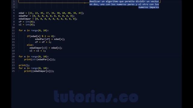 Arrays -- Python (particionar Vector En Dos)