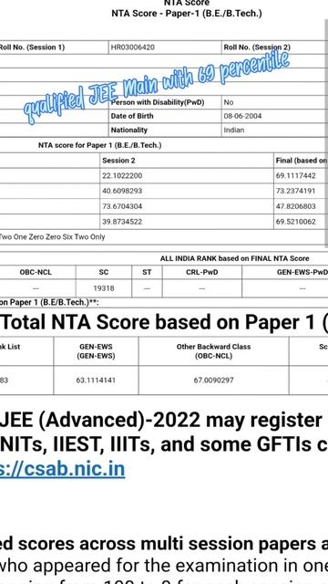 😮😮😝😝 Qualified jee Main with only 69 percentile 😮😮 # shorts # its_arodhia_01 👈 subscribe now смотреть онлайн