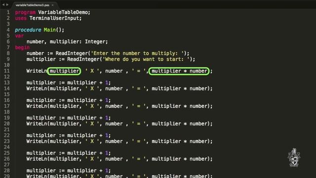 Variables (Swinburne CodeCasts - Introduction to Programming in Pascal 2.1)