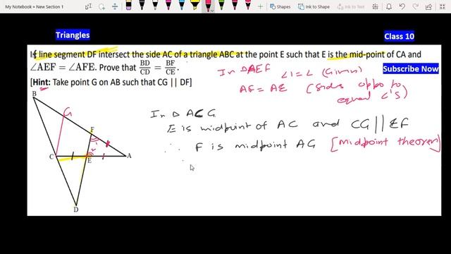 If line segment DF intersects the side AC of a ΔABC at the point E | Class 10 Maths Triangles IMP Q смотреть онлайн