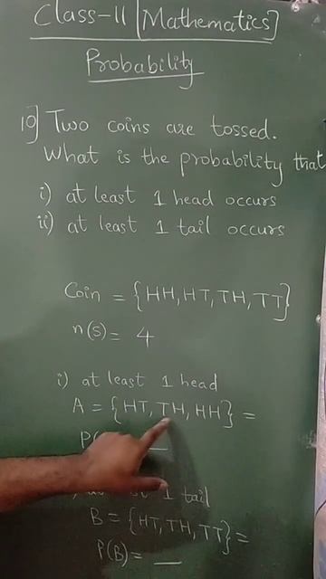 Two coins tossed , at least 1 head occurs | Class 11 NCERT Maths Probability смотреть онлайн