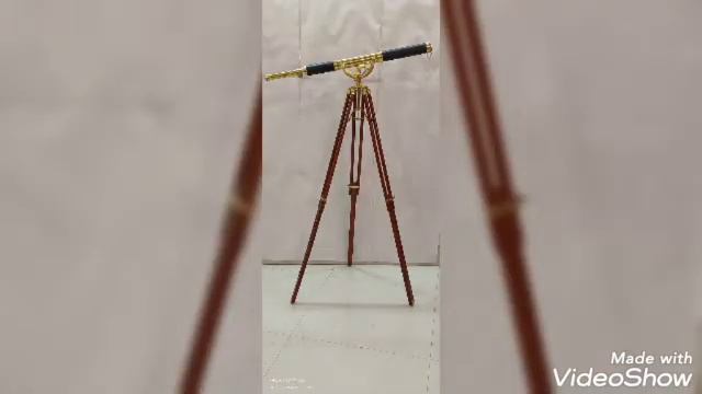 Shiny brass vintage telescope brown tripod (NEW MODEL 2022) смотреть онлайн