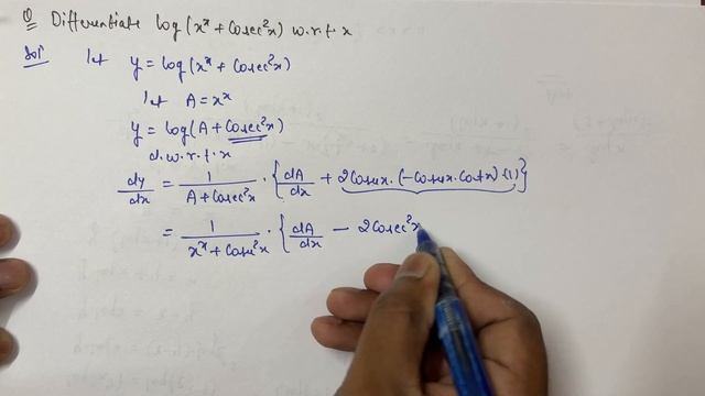Derivative Of Log(x^x+Cosec^2x) L. 12th Maths