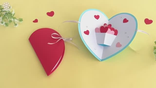 Открытка с сердцем! Подарок на праздник Любимой! Бабушке! Маме! Поделки своими руками! смотреть онлайн