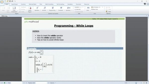 Programming While Loops in PTC Mathcad Prime