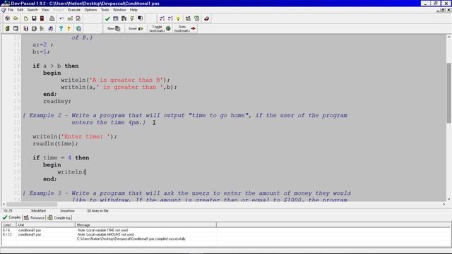 Dev Pascal | Conditional Statements - If Then смотреть онлайн